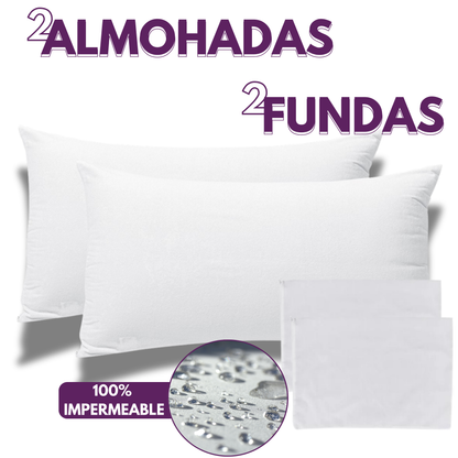 2 Pack Almohadas Impermeable Densidad Media.