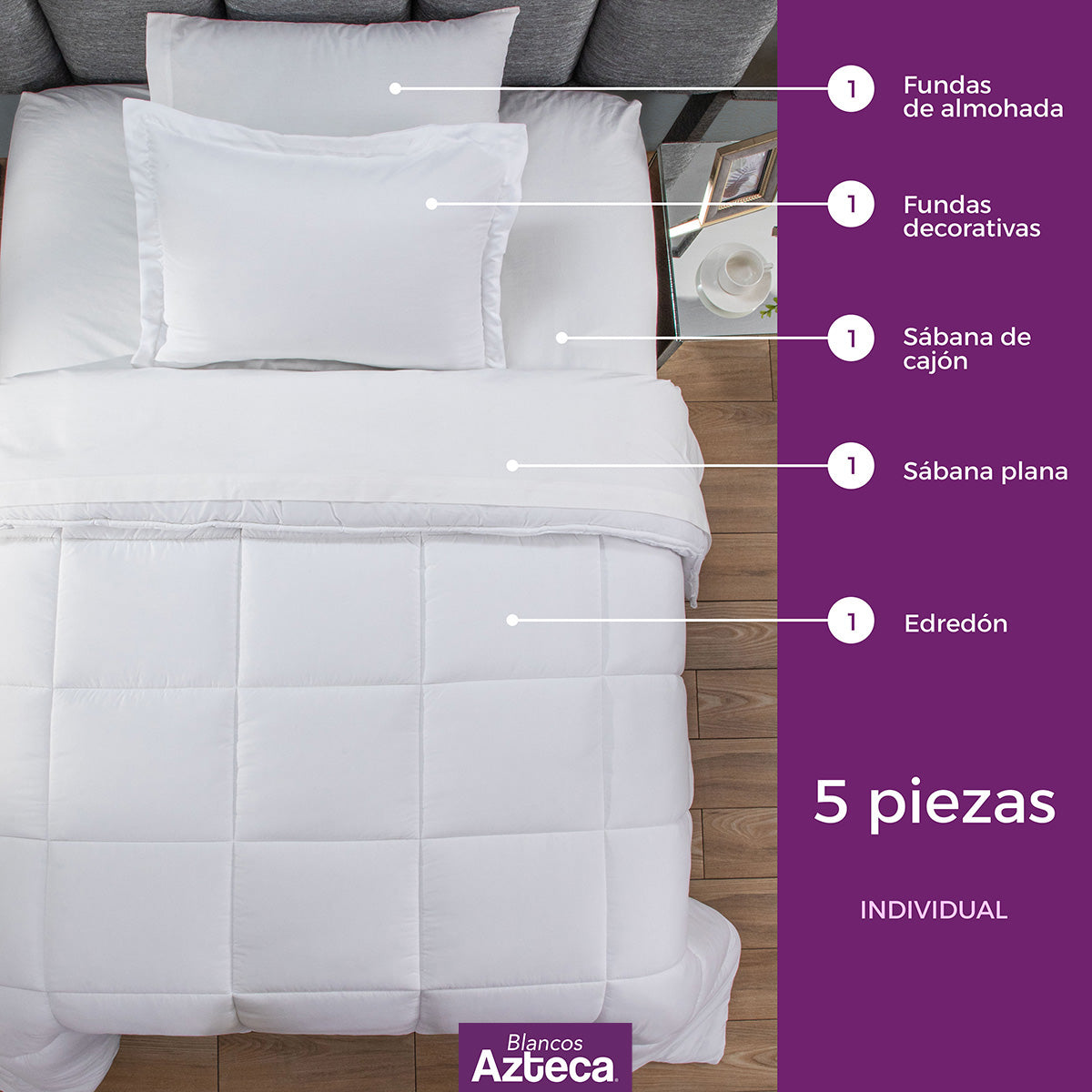 Juego De Edredón 7 Pz Fundas De Almohada Y Sábanas