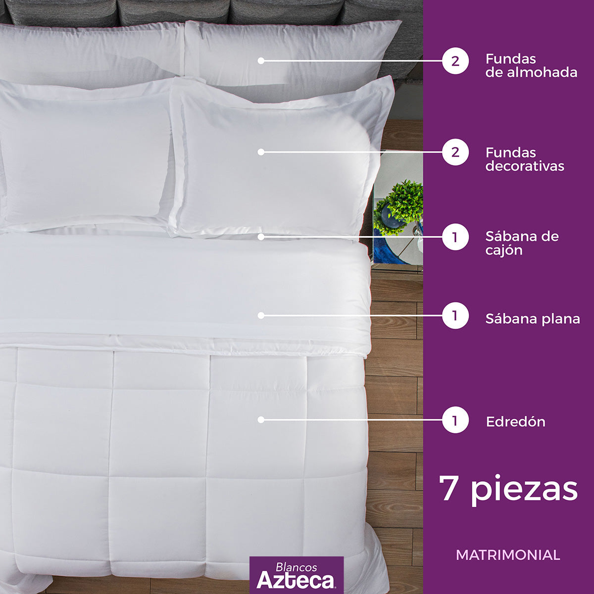 Juego De Edredón 7 Pz Fundas De Almohada Y Sábanas