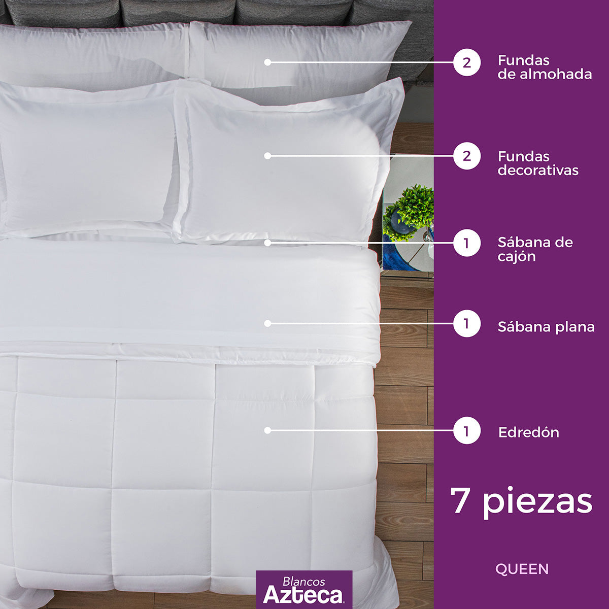 Juego De Edredón 7 Pz Fundas De Almohada Y Sábanas