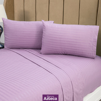 Sábanas Premium Ultra Suaves Rayadas Color Lila
