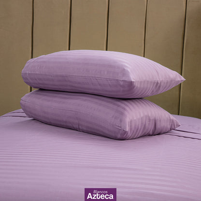 Sábanas Premium Ultra Suaves Rayadas Color Lila