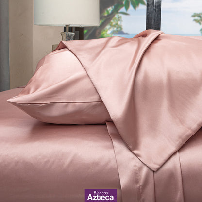 Sábanas Tipo Seda Brillantes Y Lujosas Color Rosa