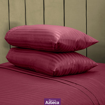 Sábanas Premium Ultra Suaves Rayadas Color Vino