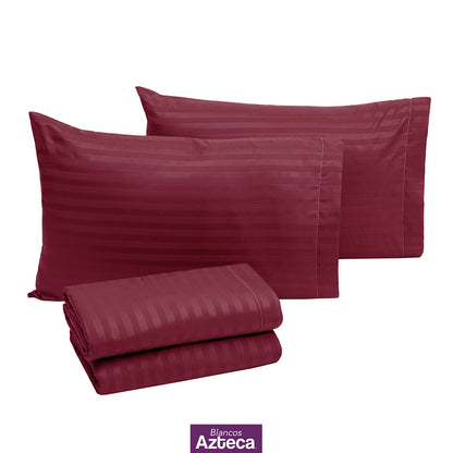 Sábanas Premium Ultra Suaves Rayadas Color Vino